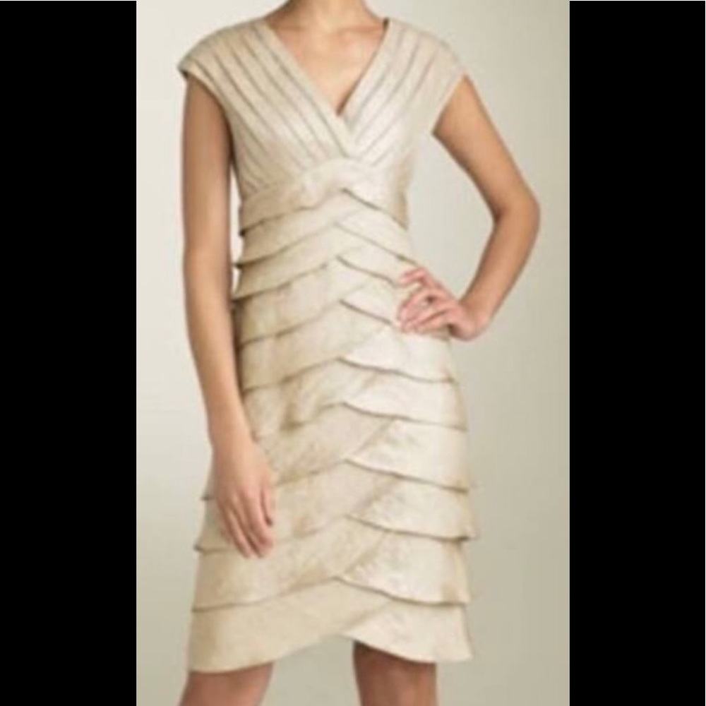 Nwot Adrianna Papell Gold Dress Sz 12